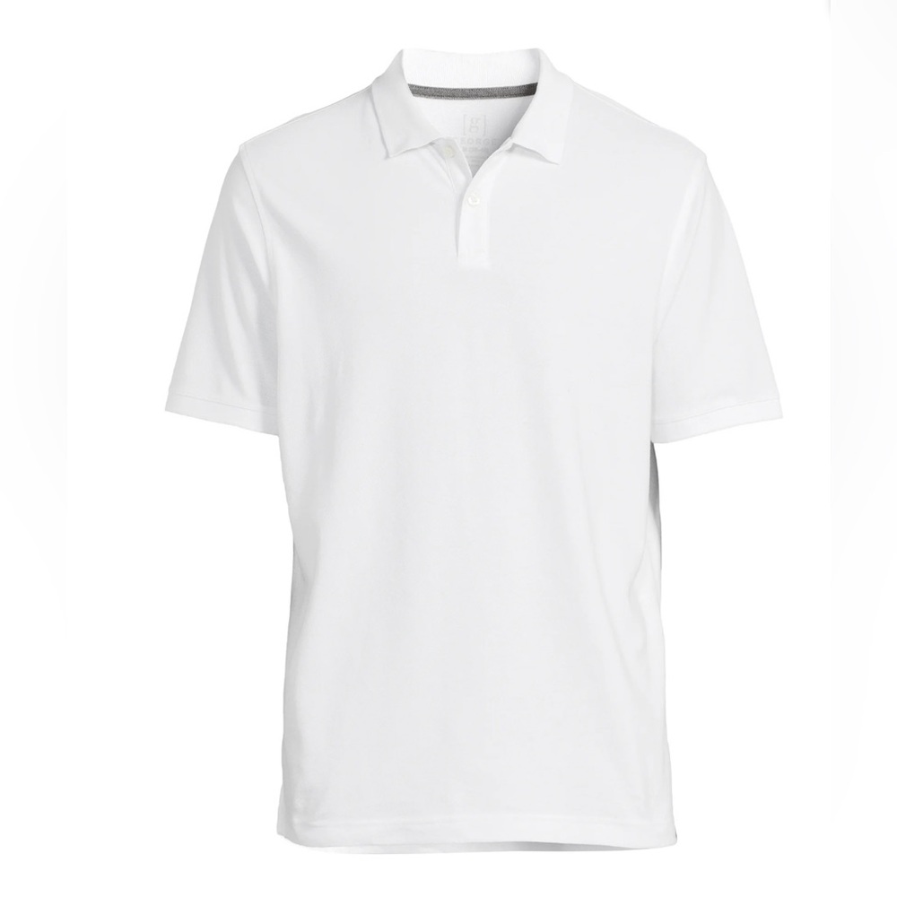 NWT George Men's Pique Polo Shirt with Short Sleeves, White 2XL Soft knit - Picture 5 of 5